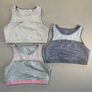 Set of 3 GAP Fit Sport Bras, High Neck, Racer Back, Cutout Details - Small